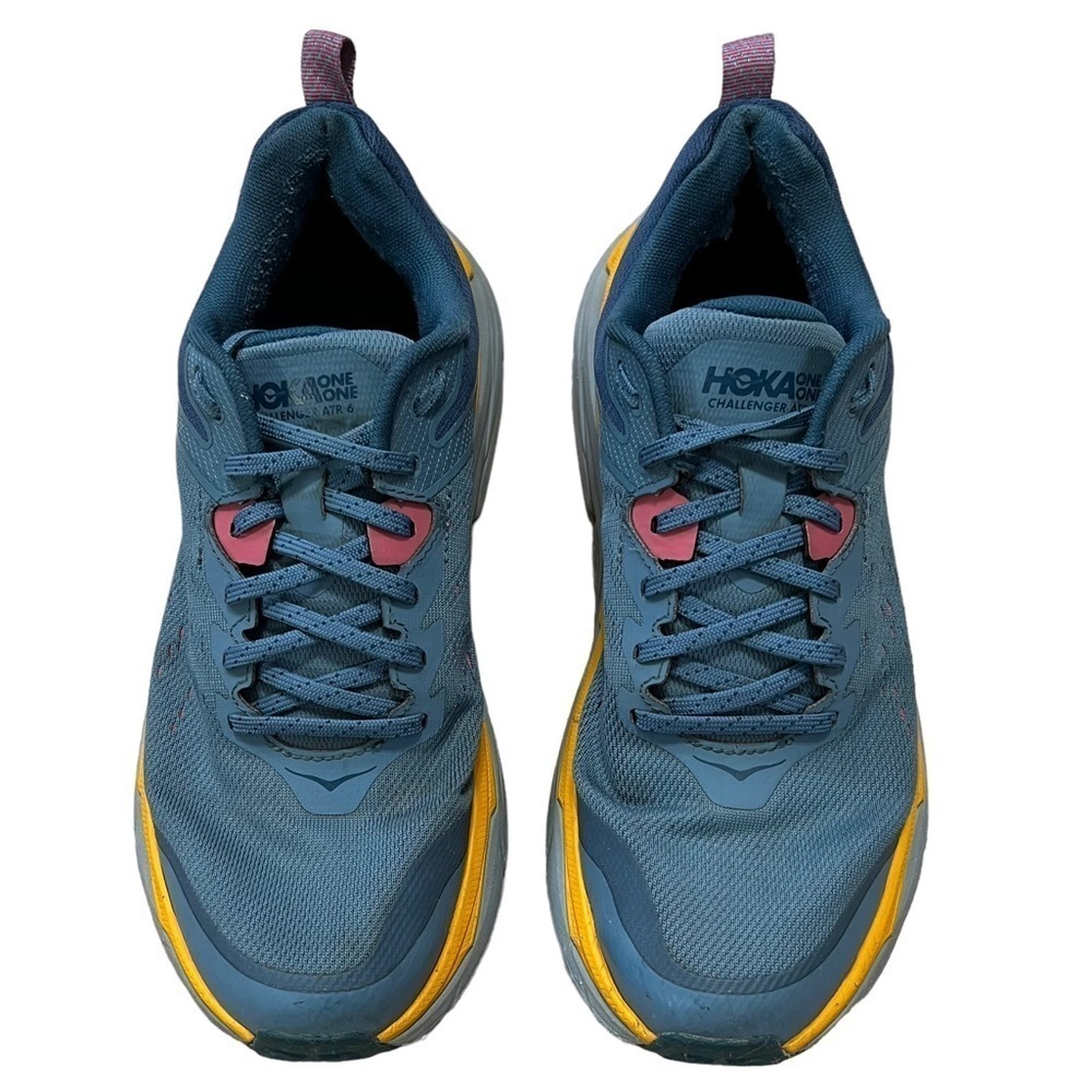 Hoka Women's Blue Teal Sneakers with Yellow Accents